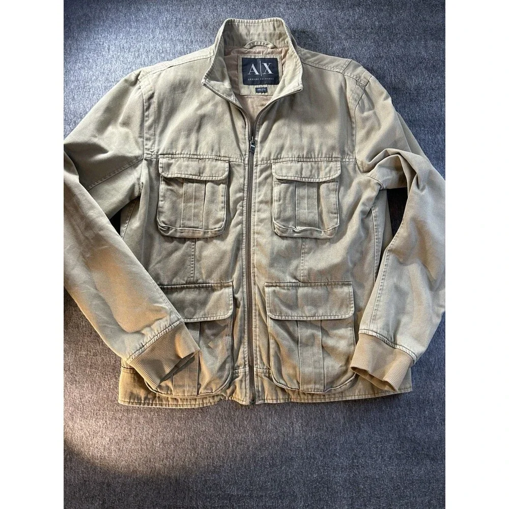 Armani Exchange Military Field Utility Jacket Camel Full Zip Men’s Size M
